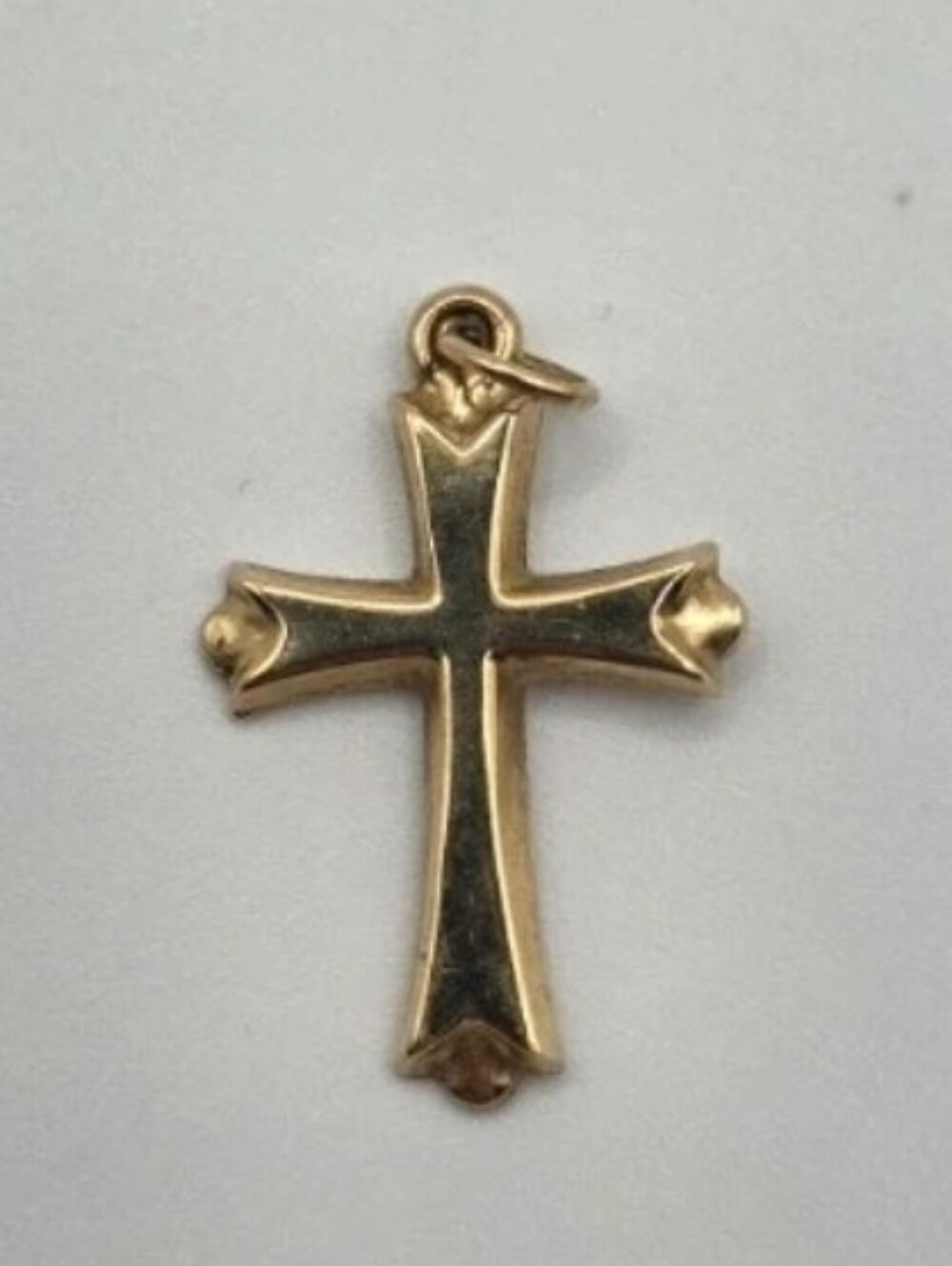 Tested Solid 10K Yellow Gold Flared Cross Pendant Charm - Polished